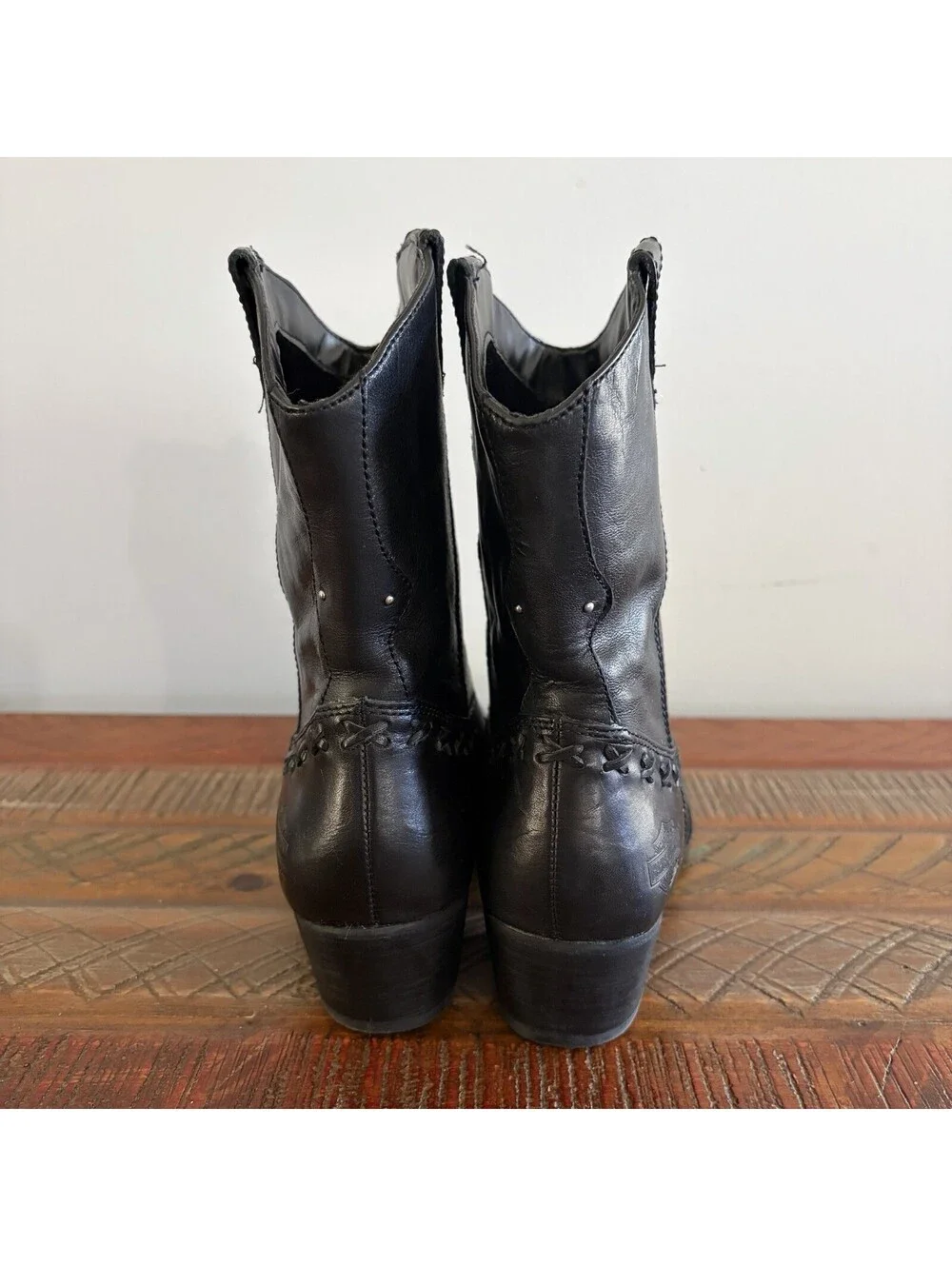 Harley-Davidson Women’s 7.5 Leather Ankle Boots Black Western Motorcycle
